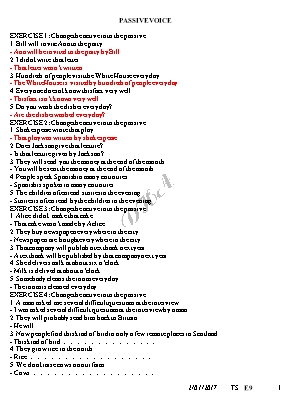 Bài tập Tiếng Anh Lớp 10 Câu bị động (Passive voice)